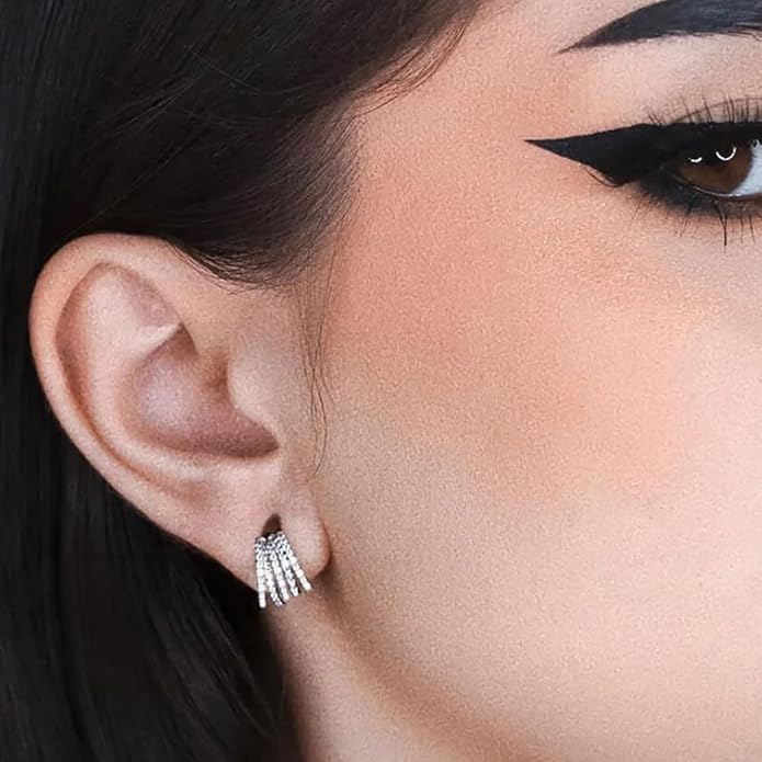 5/10PCS Septum Rings Hoop, 16G/1.2*(6-8-10) mm Surgical Stainless Steel CZ Segment Nose Rings, Cartilage Clicker Hoop Earrings for Rook, Daith, Tragus, Shell pattern Gold Silver