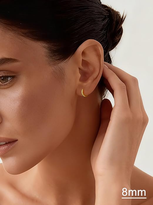 SILVERCUTE 925 Sterling Silver Huggie Hoop Earrings for Women,Hypoallergenic Small Hoop Earrings Lightweight Silver/14K Gold Hoops Cartilage Earrings for Women,8/10/12mm