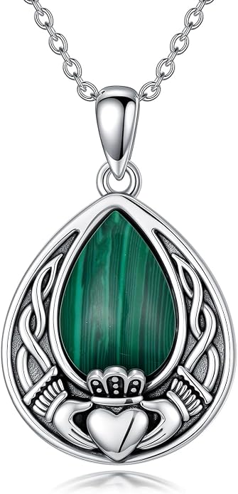 PELOVNY Celtic Knot Necklaces for Women 925 Sterling Silver Gemstone/Birthstone Teardrop Infinity Necklace Irish Celtic Pendant Jewelry Gifts for Mom Daughter Wife