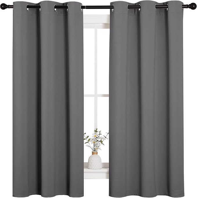 NICETOWN Thermal Insulated Grommet Blackout Curtains for Bedroom (2 Panels, W42 x L63 -Inch, Grey)