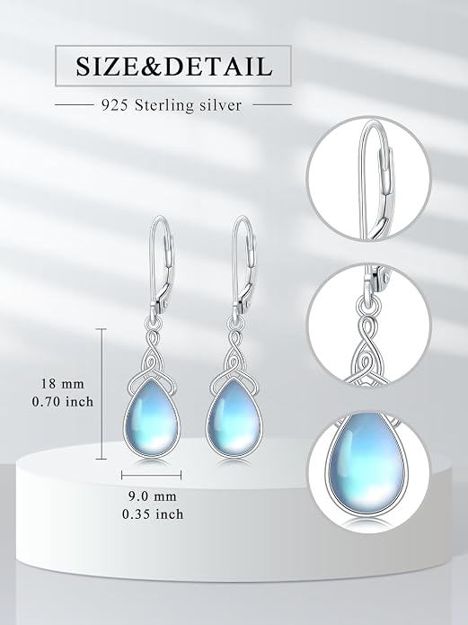 Dorunmo Moonstone Dangle Drop Earrings s925 Sterling Silver Leverback Earrings Filigree Moonstone Jewelry Birthday Gifts for Women