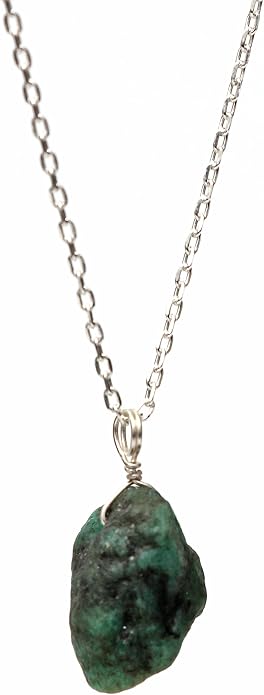 Raw Birthstone Crystal Necklace for Women, Hypoallergenic 925 Sterling Silver Pendant, Adjustable 16+2" Silver Chain, Light Natural Gemstone Jewelry for Everyday Wear & Gift for her & him
