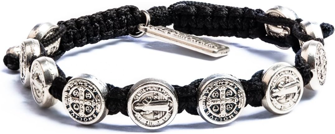 My Saint My Hero Benedictine Blessing Bracelets – Handwoven Spiritual Protection with Medals Hand-Cast In Italy at Sacred Site
