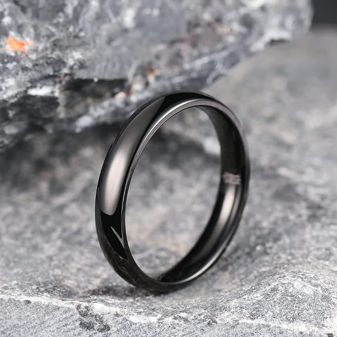 THREE KEYS JEWELRY 2mm 4mm 6mm 8mm Titanium Wedding Band for Men Women, Classic Domed & Step Edge High Polished Comfort Fit Anniversary Ring, Size 4-15