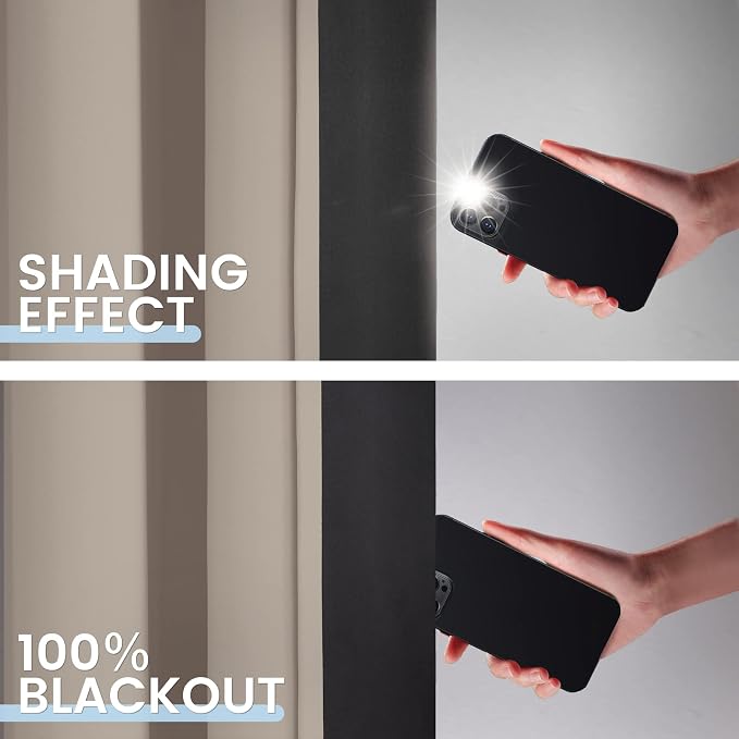 SimpleHome Natural 100% Blackout Curtains Room Darkening Living Room 84L | Curtains for Bedroom,Thermal Insulated Grommet Window Drapes,Curtains for Living Room with Black Back,42 x 84 Inch,2 Panels