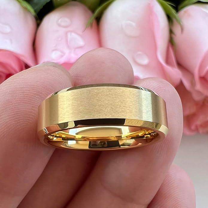 TUTISS 6mm 8mm Tungsten Rings for Men Women Fashion Engagement Wedding Bands Matte Finish Beveled Edges Comfort Fit