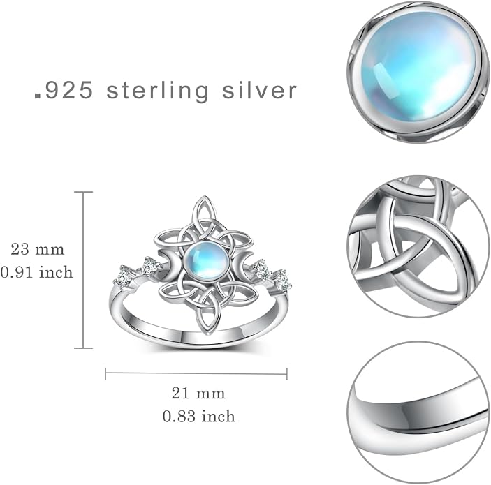 Witches Knot Ring 925 Sterling Silver Witch Rings Good Luck Irish Pagan Celtic Knot Wiccan Jewelry Gifts for Women
