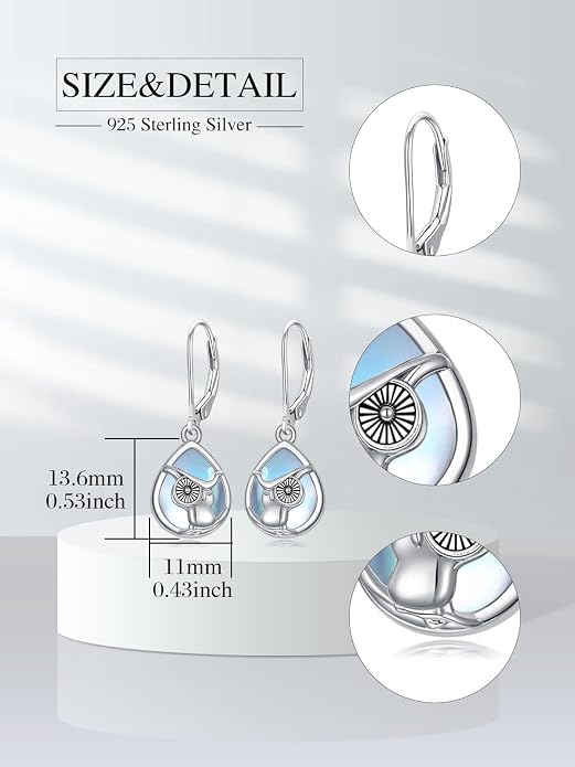Dorunmo Moonstone Dangle Drop Earrings s925 Sterling Silver Leverback Earrings Filigree Moonstone Jewelry Birthday Gifts for Women