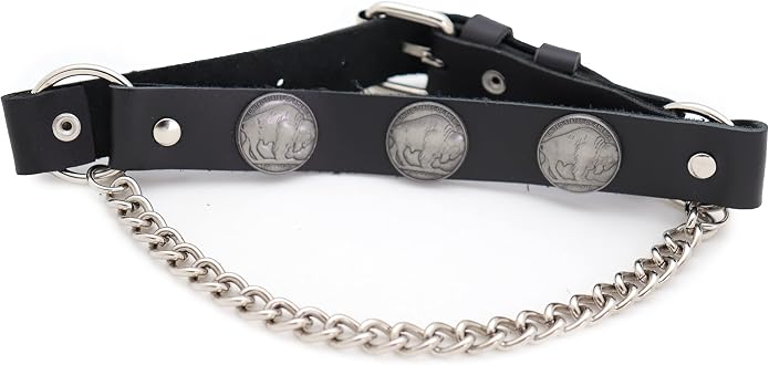 TrendyFashionJewelry Men Biker Boot Pair Bracelets Black Faux Leather Strap Chain Native Buffalo Animal Hunter