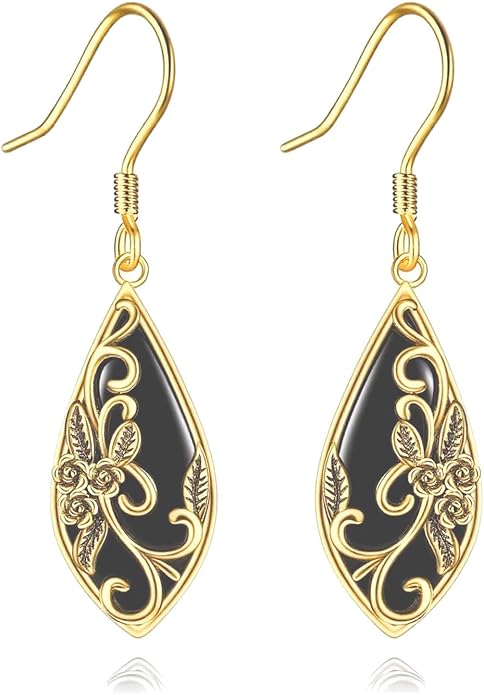 Silver Earrings for Women Sterling Silver Filigree Earrings Teardrop Dangle Drop Filigree Bohemia Jewelry Gift for Women Mother Mom