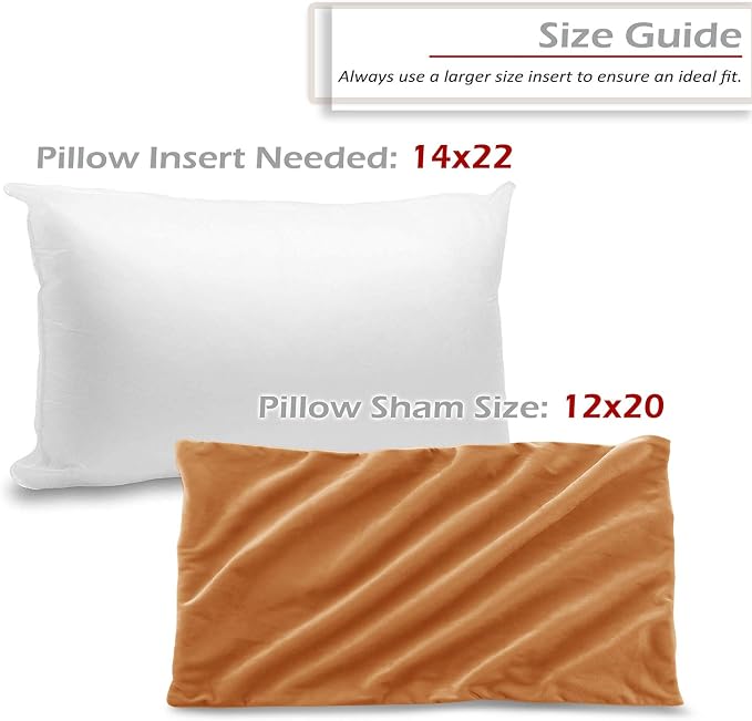 Nestl Throw Pillow Covers, Cozy Velvet Decorative Pillow Covers 12 x 20 Inches, Soft Solid Couch Pillow Covers for Sofa, Bed and Car, Set of 2 - Rust Orange Brown