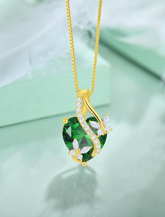 Butterfly Necklaces for Women Sterling Silver Infinity Heart Pendant Birthstone Jewelry Gift with 14k Yellow Gold/Rose Gold Plated