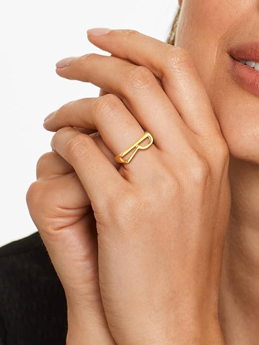 SILVERCUTE 925 Sterling Silver Initial Rings for Women,Adjustable Capital Letter Ring Hypoallergenic,Minimalist 925 Silver Rings for Mother Daughter
