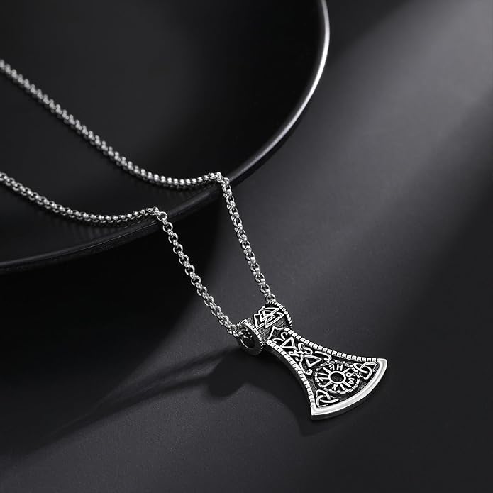 Tetragrammaton/Thors Hammer/Viking Axe/Jewish/Yahweh Necklace for Men 925 Sterling Silver Viking Norse Pagan Jewelry Gifts for Women