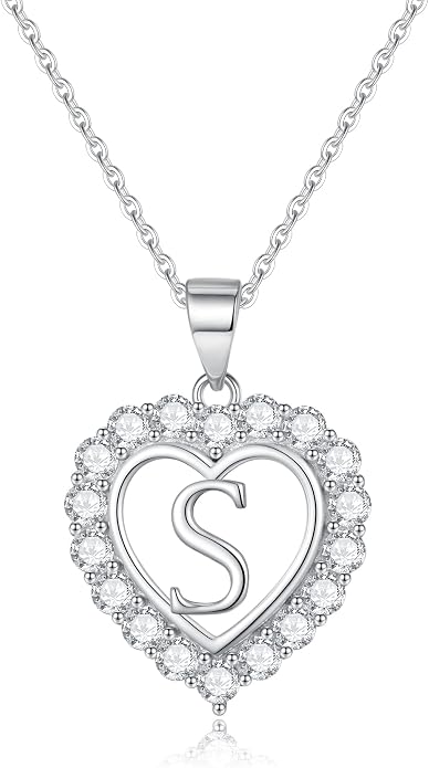 Infinity Heart Necklaces for Women, S925 Sterling Silver Initial Necklace Womens Jewelry Mothers Day Gifts Girls Valentines Gifts for Her Christmas Birthday Gifts for Women Mom Wife Girlfriend