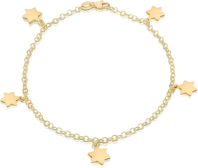 Savlano 14K Gold Plated 10 Inches Pendant Charm Chain Summer Anklet for Women Comes With a Gift Box