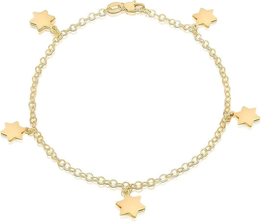 Savlano 14K Gold Plated 10 Inches Pendant Charm Chain Summer Anklet for Women Comes With a Gift Box
