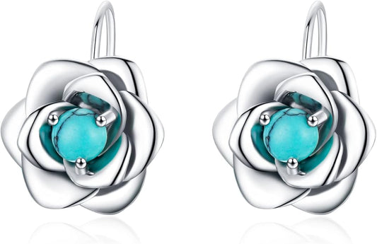 BDL Genuine Turquoise Jewelry for Women, Sterling Silver Earrings and Necklaces for Women, Leverback Dangle Drop Earrings Jewelry
