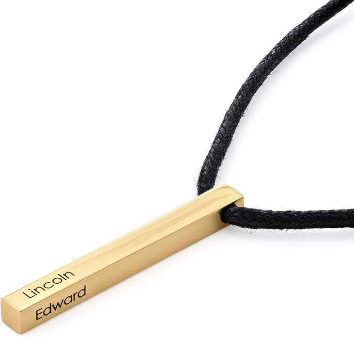 Custom Sterling Silver Men Name Necklace - Up to 6 Inscriptions - Stainless Steel, Gold or Gold Vermeil Plated - Meaningful Father's Day Gift for Him, Husband