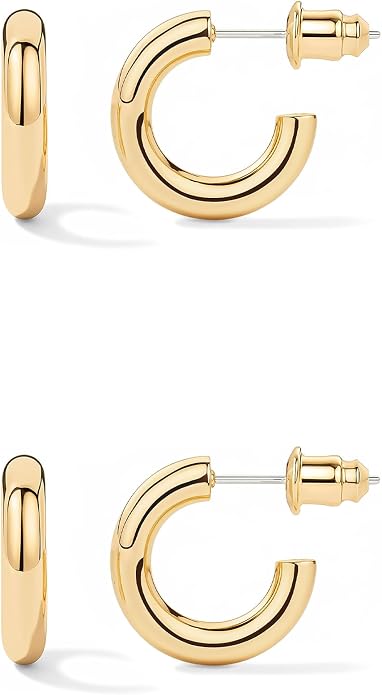 14K Gold-Plated, Lightweight, Open Hoop Earrings For Women