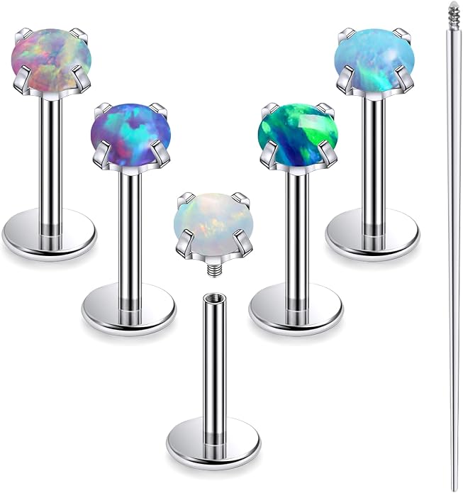 20G 18G 16G Astm F136 Titanium Internal Thread Flat Back Earrings Nose Studs Tragus Helix Conch Cartilage Lobe Earrings Medusa Labret Snake Bite Monroe Lip Ring Piercing Jewelry For Women Men