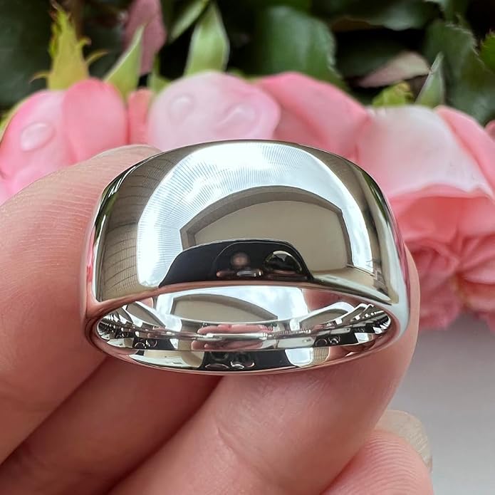 TUTISS 2mm 3mm 4mm 5mm 6mm 7mm 8mm 10mm White Tungsten Rings for Men Women Engagement Wedding Bands Domed Polished Shiny Comfort Fit