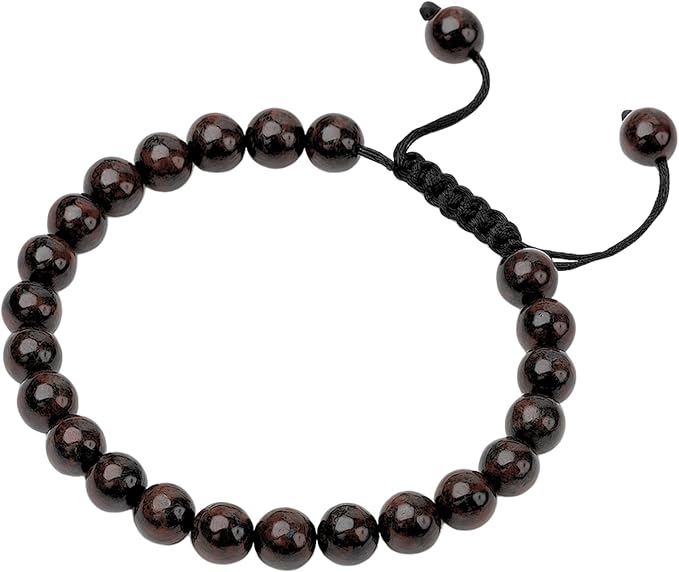 Amazing Gemstone Garnet in Arfvedsonite Bracelet, Gifts for Men & Women - Protection Healing Crystal Bracelet - 8mm Gemstone Beaded Adjustable Bracelet, Pulseras para Hombres Mujer Stocking Stuffers