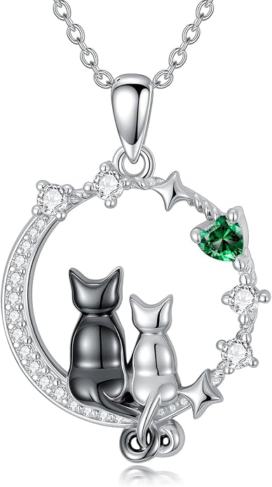 PELOVNY Teddy Bear Necklace for Women 925 Sterling Silver Bear/Highland Cow/Fox/Cat/Axolotl Birthstone Necklace Christmas Birthday Jewelry Gifts for Mom Daughter Wife Sister
