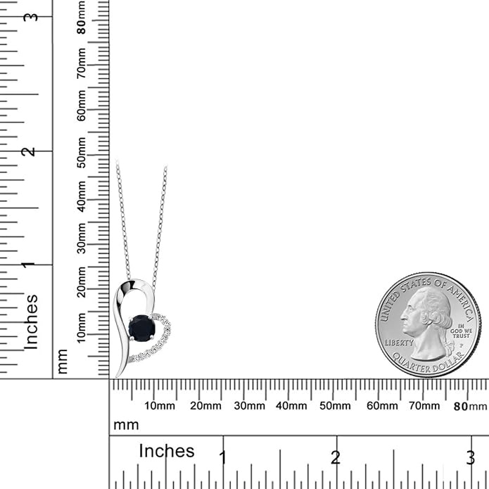 Gem Stone King Heart Shape Pendant Necklace For Women | 925 Sterling Silver | 6MM Round Gemstone Birthstone | Heart Necklace For Women | With 18 Inch Silver Chain