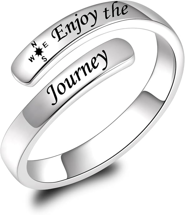 BEILIN 925 Sterling Silver Inspirational Jewelry Rings Adjustable Ring Personality Encouragement Gift for Teens Women