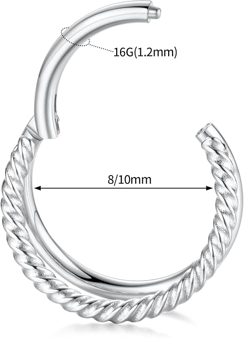 316L Surgical Steel Septum Clicker Ring Nose Ring Hoop Sleeper Hoop Earring Helix Rook Conch Cartilage Daith Tragus Earrings Lobe Nose Piercing Jewelry for Women