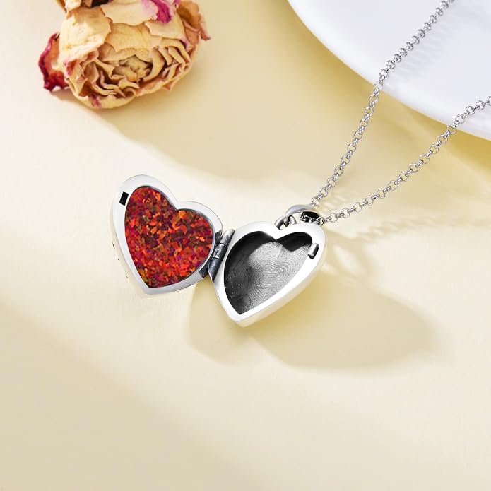 SOULMEET Personalized Silver Locket Necklace That Holds Pictures Photo Keep Someone Near to You, Memorial Custom Lockets Necklaces Letters Engraving for His Her