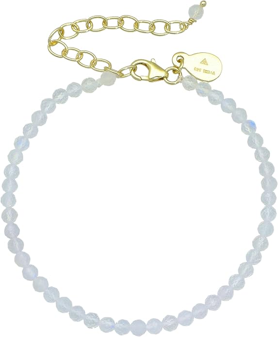 Faceted Bracelet for Women, Certified 925 Sterling Silver with 18K Gold Vermeil Healing Crystal Bracelets for Women - Crystals and Healing Stone Bracelet Women Jewelry for Gift