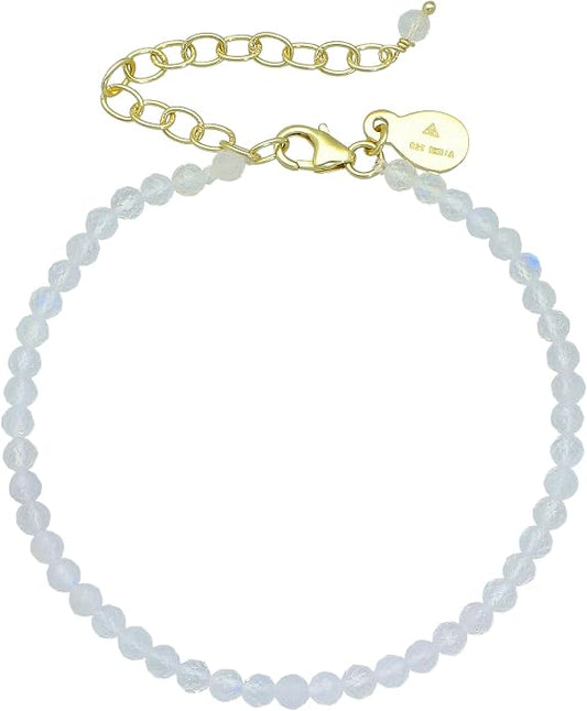 Faceted Bracelet for Women, Certified 925 Sterling Silver with 18K Gold Vermeil Healing Crystal Bracelets for Women - Crystals and Healing Stone Bracelet Women Jewelry for Gift