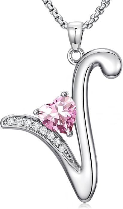 Birthday Gifts for Women Alphabet A to Z Initial Birthstone Pendant Necklaces for Women - 18k White Gold Plated Personalized Name Jewelry Anniversary Graduation Gifts for Wife Her Daughter Girlfriend(with Gift Box)