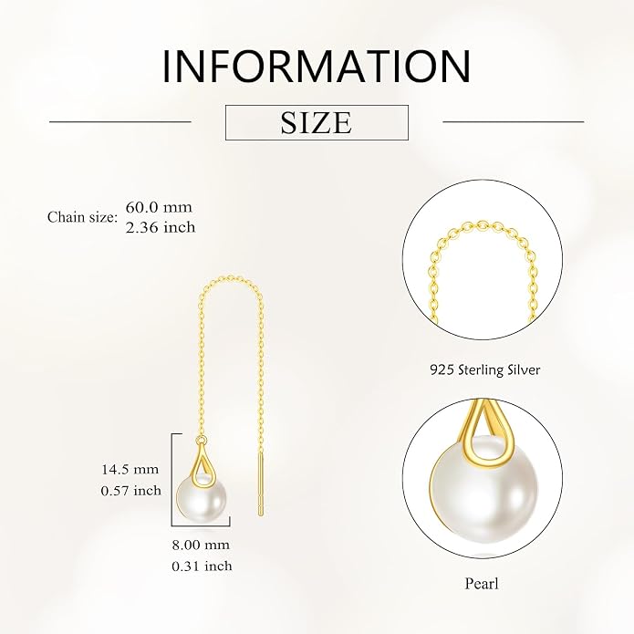 POPLYKE Sterling Silver CZ Threader Earrings Teardrop Chain Tassel Dangling Earrings for Women Dangling Jewelry