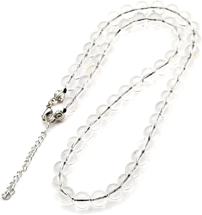 Natural Gemstone Beaded Choker Necklace | 8mm Handmade Adjustable Jewelry for Men & Women | Chakra Balancing Crystal Necklace | Spiritual Gift | Macrame Cord with Extender