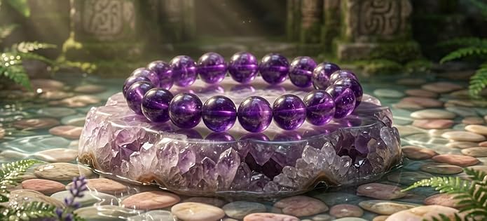 Natural Gemstone Bead Bracelet for Women – Healing Crystal Reiki Bracelet, Handmade Spiritual Protection Jewelry, Energy Stone Stretch Bracelet Gift for Women & Girls