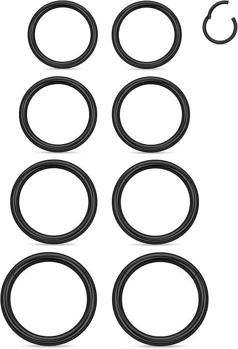20G 18G 16G 14G 12G 10G 8G 6G Nose Rings Hoops 316l Surgical Steel Clicker Septum Lip Ring Tragus Helix Daith Rook Conch Snug Cartilage Lobe Earrings Hoop Piercing Jewelry For Women Men
