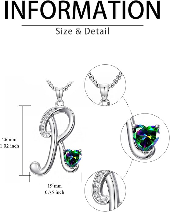 Birthday Gifts for Women Alphabet A to Z Initial Birthstone Pendant Necklaces for Women - 18k White Gold Plated Personalized Name Jewelry Anniversary Graduation Gifts for Wife Her Daughter Girlfriend(with Gift Box)