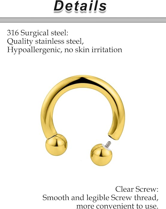00G 0G 2G 4G 6G 8G 10G 12G 14G 16G Septum Rings Silver Black Surgical Steel Heavy Gauges Earrings Stretching kit Eyebrow Lip Septm Nose Rings Helix Tragus Daith Rook Earrings Hoops 10mm-19mm