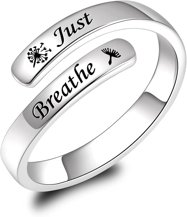 BEILIN 925 Sterling Silver Inspirational Jewelry Rings Adjustable Ring Personality Encouragement Gift for Teens Women