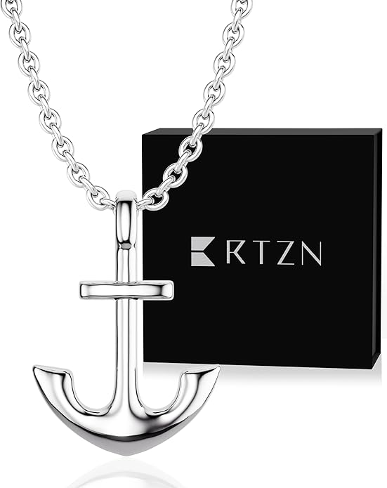 RTZN® Pendant Necklace for Men – Premium Stainless Steel Silver Pendant Necklace with 22" Chain – Waterproof & Non-Tarnish Small Pendants for Men – Bold Symbols of Strength & Legacy