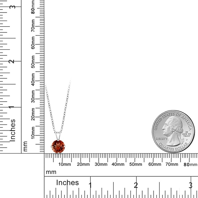 Gem Stone King 7MM Round Gemstone Birthstone Pendant Necklace For Women | 925 Sterling Silver | With 18 Inch Silver Chain | Fine Jewelry Gifts for Women Her Mom Wife