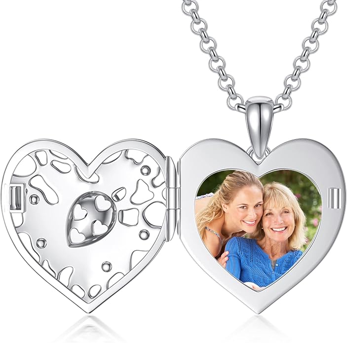 Dorunmo Personalized Locket Necklace 925 Sterling Silver that Holds Pictures Butterfly Birthstone Photo Heart Locket Custom Jewelry Congratulations New Beginnings New Job Gifts for Women