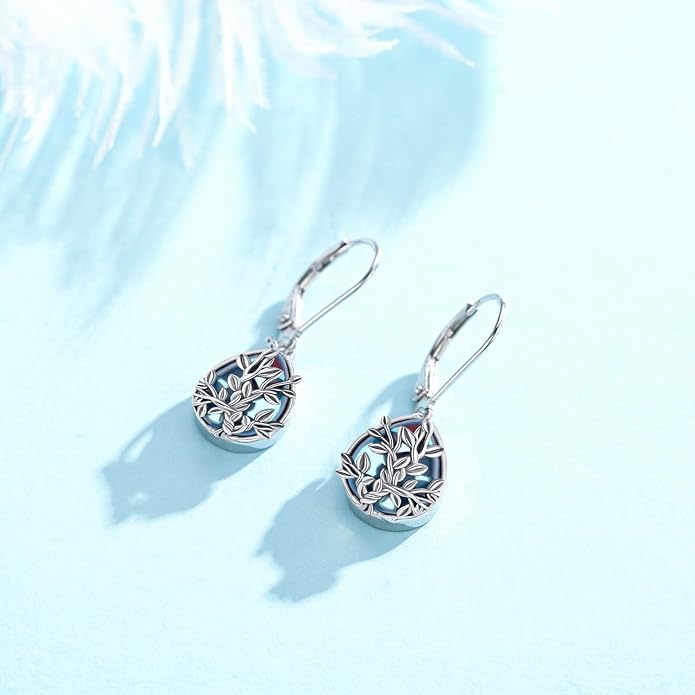 Flower Earrings 925 Sterling Silver Flower Teardrop Leverback Dangle Earrings Jewelry Gifts for Women Girls