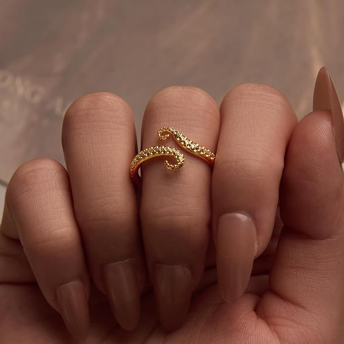 Adjustable Koi Fish Smake Dachshund Kitten Cat Hummingbird leaf Dragon Stackable Rings Lucky Protection Gold Adjustable Animal Themed Fortune Protection Ring Good Luck Statement Jewelry Women Grandma Mom Daughter