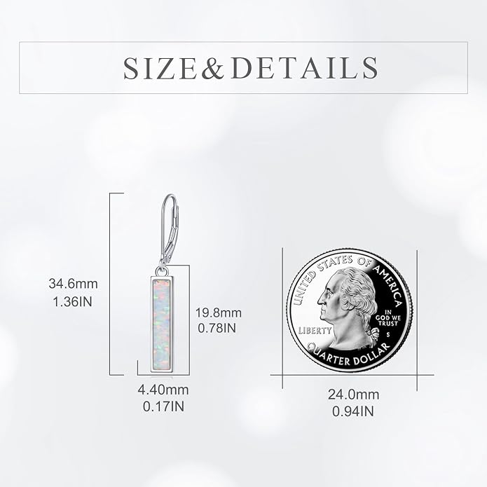 CRMAD Abalone Shell Bar Earrings for Women Sterling Silver Leverback Earrings Abalone Jewelry Gift