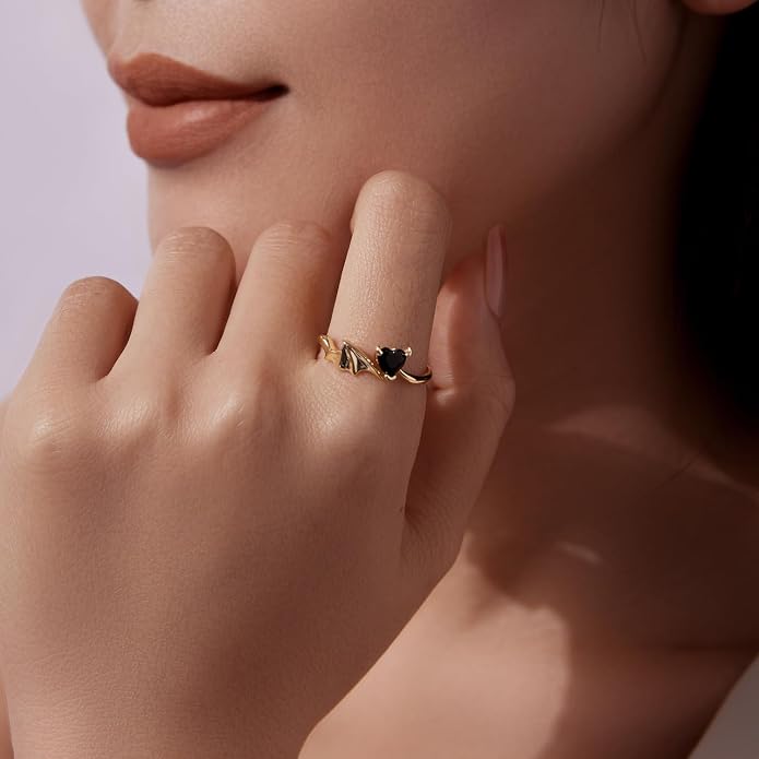 Adjustable Koi Fish Smake Dachshund Kitten Cat Hummingbird leaf Dragon Stackable Rings Lucky Protection Gold Adjustable Animal Themed Fortune Protection Ring Good Luck Statement Jewelry Women Grandma Mom Daughter