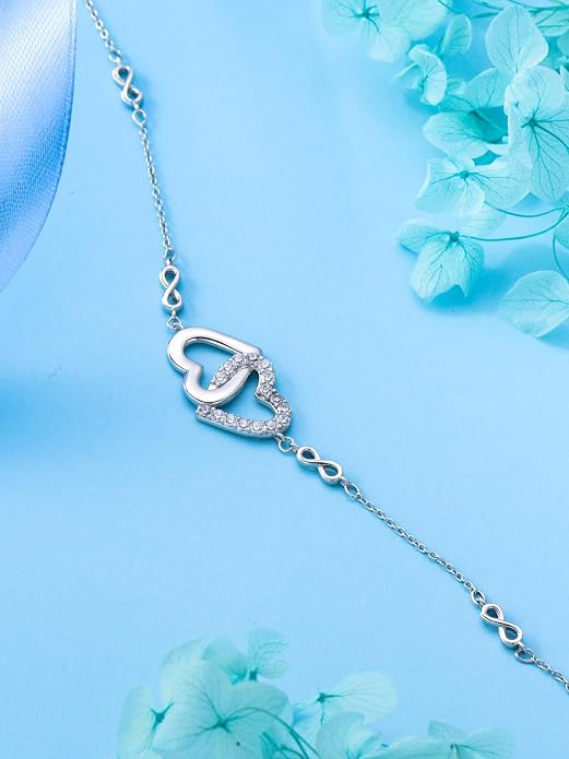 Ankle Bracelets for Women, 925 Sterling Silver Infinity/Heart/Pineapple/Butterfly/Turtle/Evil Eye/Sand Dollar Anklets Waterproof, Christmas Birthday Bracelet Anklets Jewelry Gift Adjustable